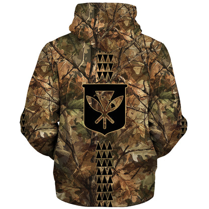Hawaii Sherpa Hoodie Woodland Kanaka Camo Style