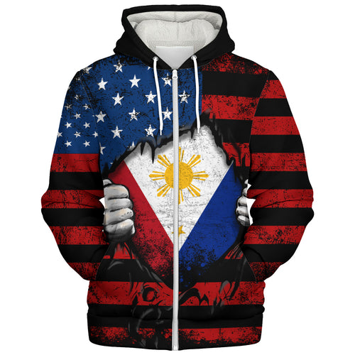 Philippines Filipinos Sherpa Hoodie Heart American Soul