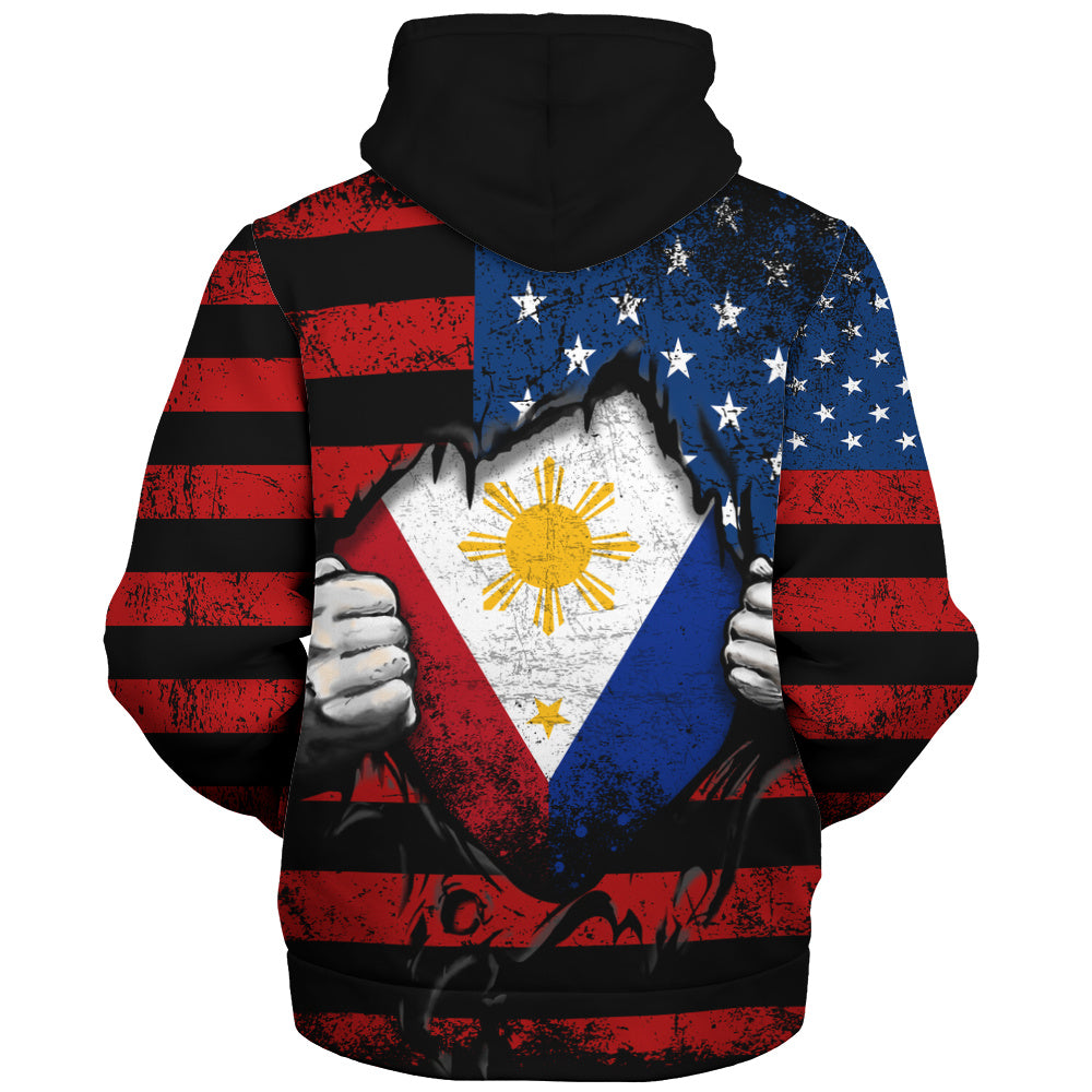Philippines Filipinos Sherpa Hoodie Heart American Soul