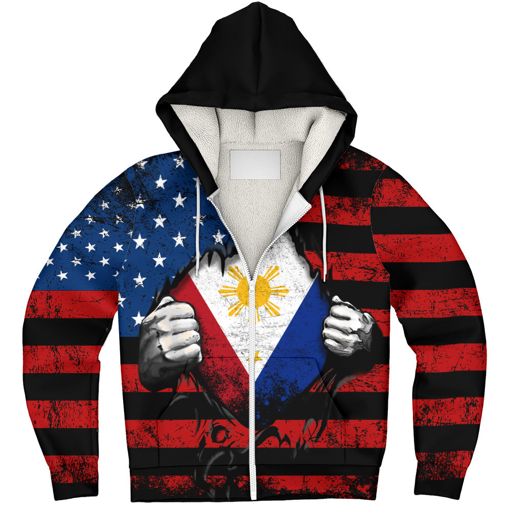 Philippines Filipinos Sherpa Hoodie Heart American Soul