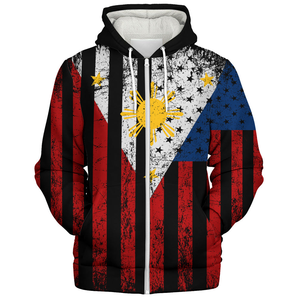 Philippines Filipinos Sherpa Hoodie Blackout Flag Pride