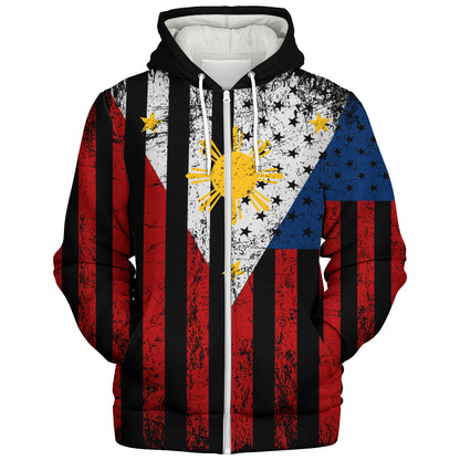 Philippines Filipinos Sherpa Hoodie Blackout Flag Pride