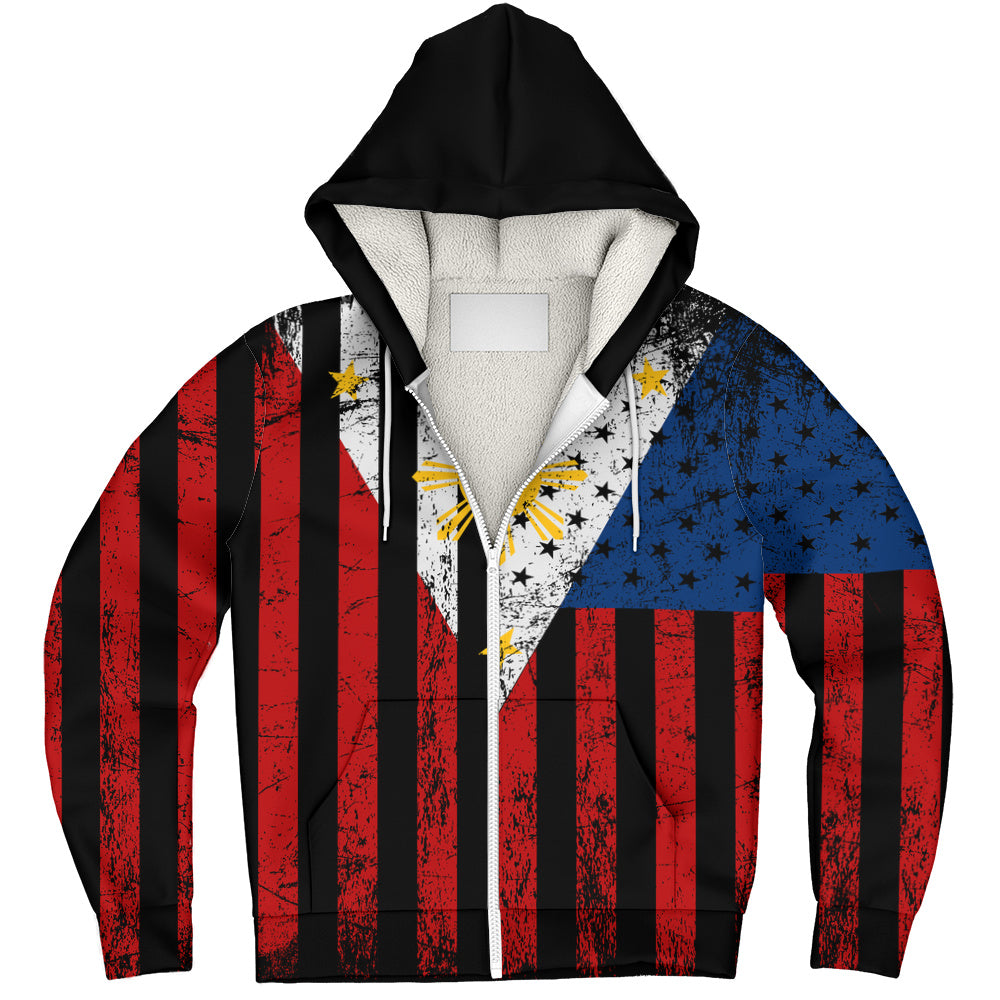Philippines Filipinos Sherpa Hoodie Blackout Flag Pride