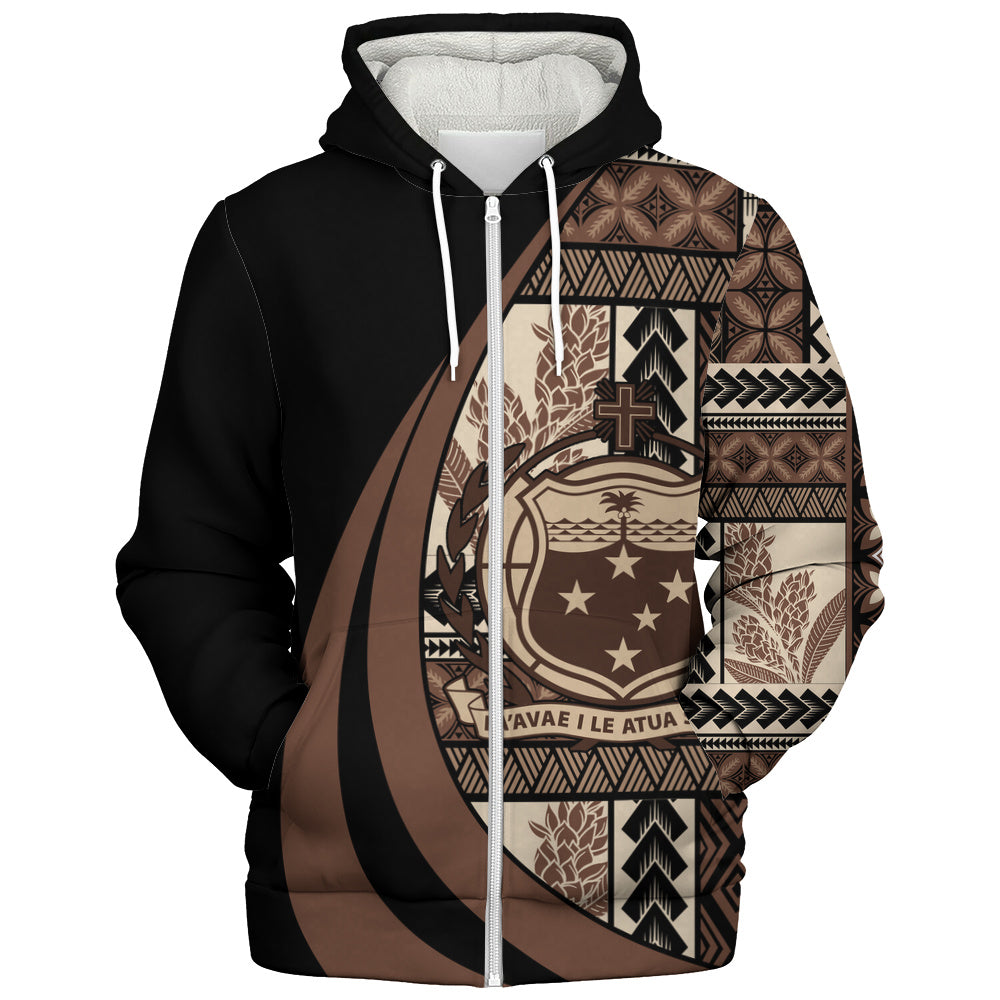 Samoa Sherpa Hoodie Faavae i le Atua Siapo Tribal Heritage