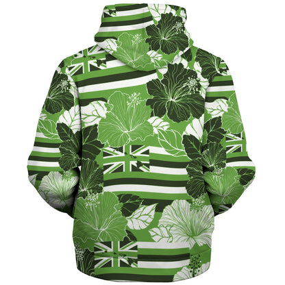 Hawaii Sherpa Hoodie Hibiscus Flag Map Island Pride
