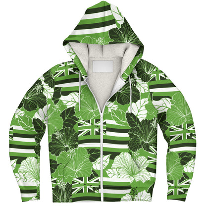 Hawaii Sherpa Hoodie Hibiscus Flag Map Island Pride