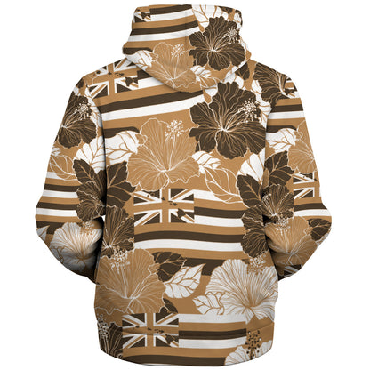 Hawaii Sherpa Hoodie Hibiscus Flag Map Island Pride