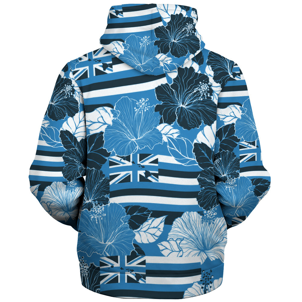 Hawaii Sherpa Hoodie Hibiscus Flag Map Island Pride