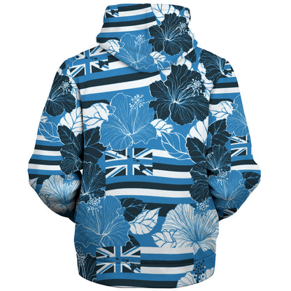Hawaii Sherpa Hoodie Hibiscus Flag Map Island Pride