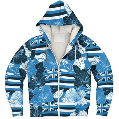 Hawaii Sherpa Hoodie Hibiscus Flag Map Island Pride