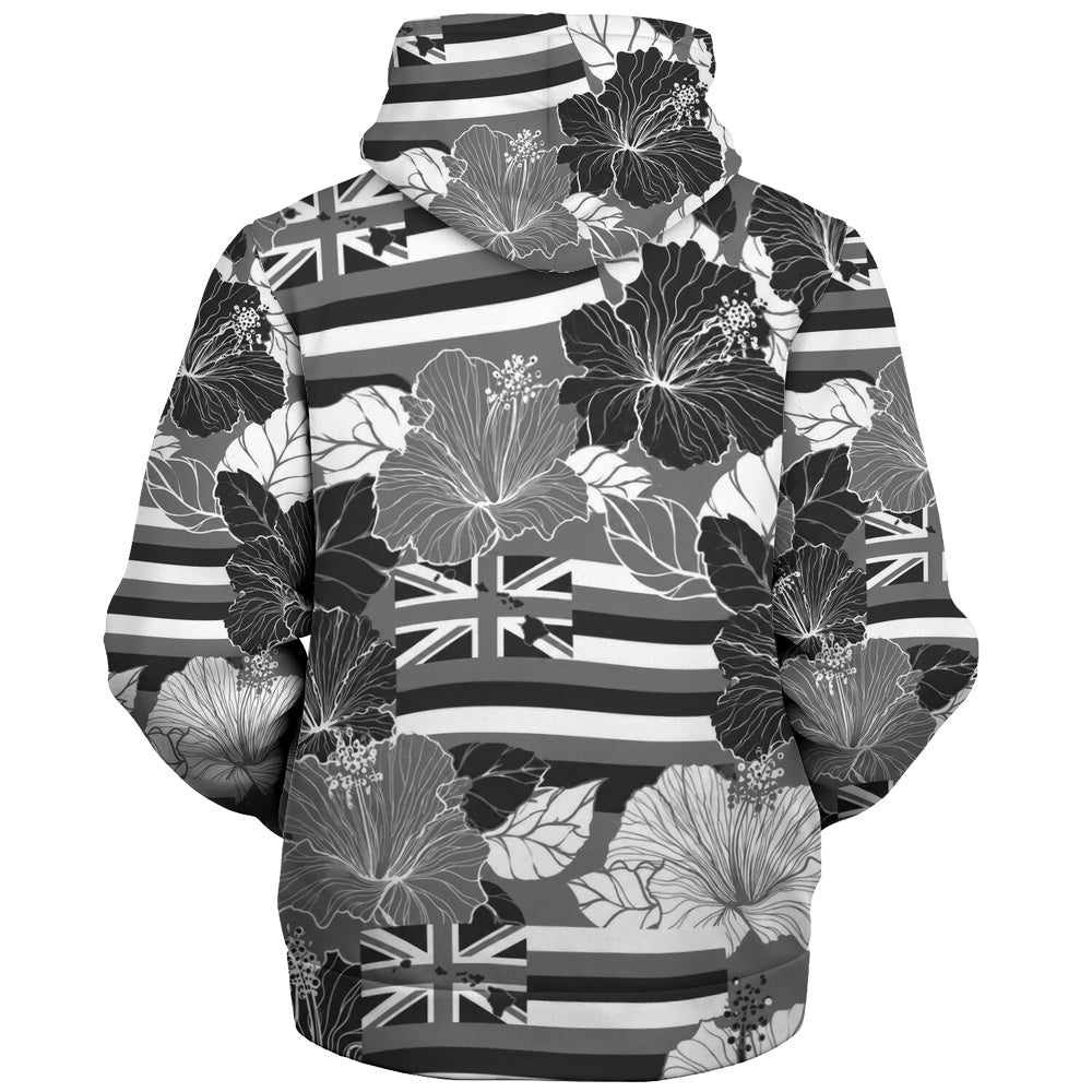 Hawaii Sherpa Hoodie Hibiscus Flag Map Island Pride