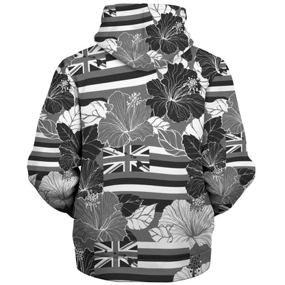 Hawaii Sherpa Hoodie Hibiscus Flag Map Island Pride