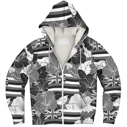Hawaii Sherpa Hoodie Hibiscus Flag Map Island Pride