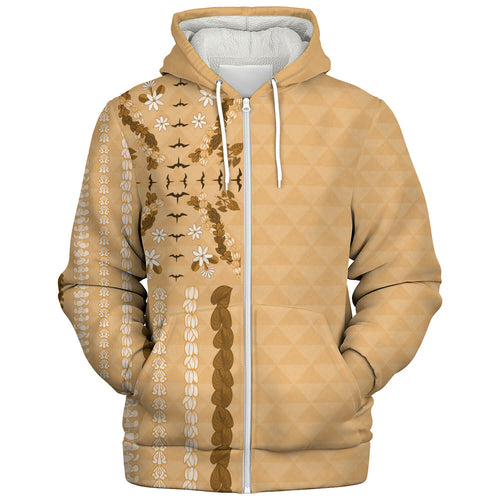 Hawaii Sherpa Hoodie Lei Flower Island Elegance