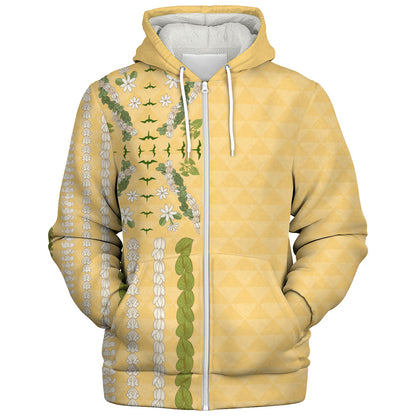 Hawaii Sherpa Hoodie Lei Flower Island Elegance