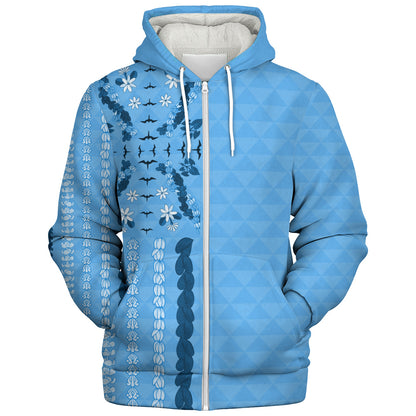 Hawaii Sherpa Hoodie Lei Flower Island Elegance