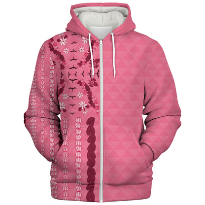 Hawaii Sherpa Hoodie Lei Flower Island Elegance