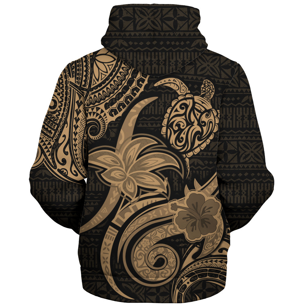 Hawaii Sherpa Hoodie Honu Turtle Hibiscus Tribal Legacy