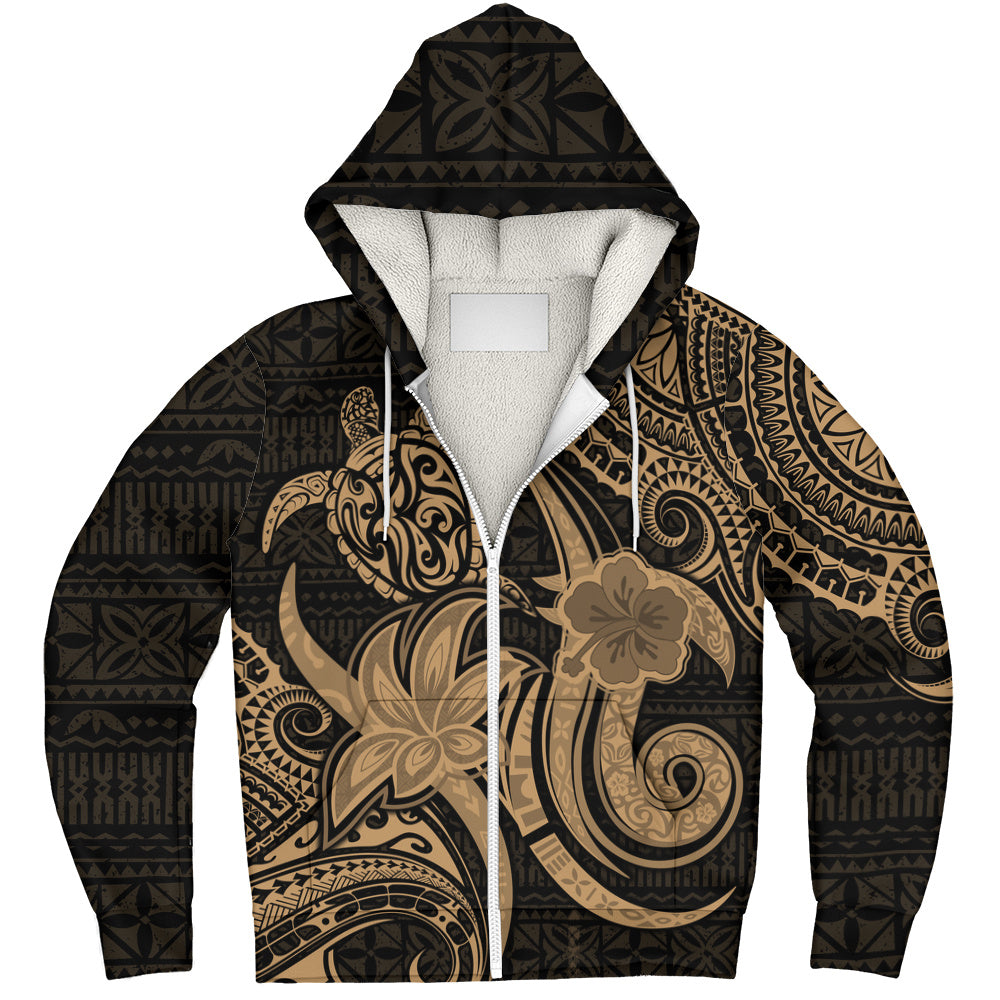 Hawaii Sherpa Hoodie Honu Turtle Hibiscus Tribal Legacy