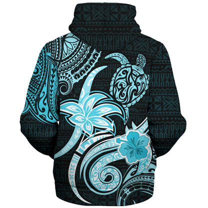 Hawaii Sherpa Hoodie Honu Turtle Hibiscus Tribal Legacy