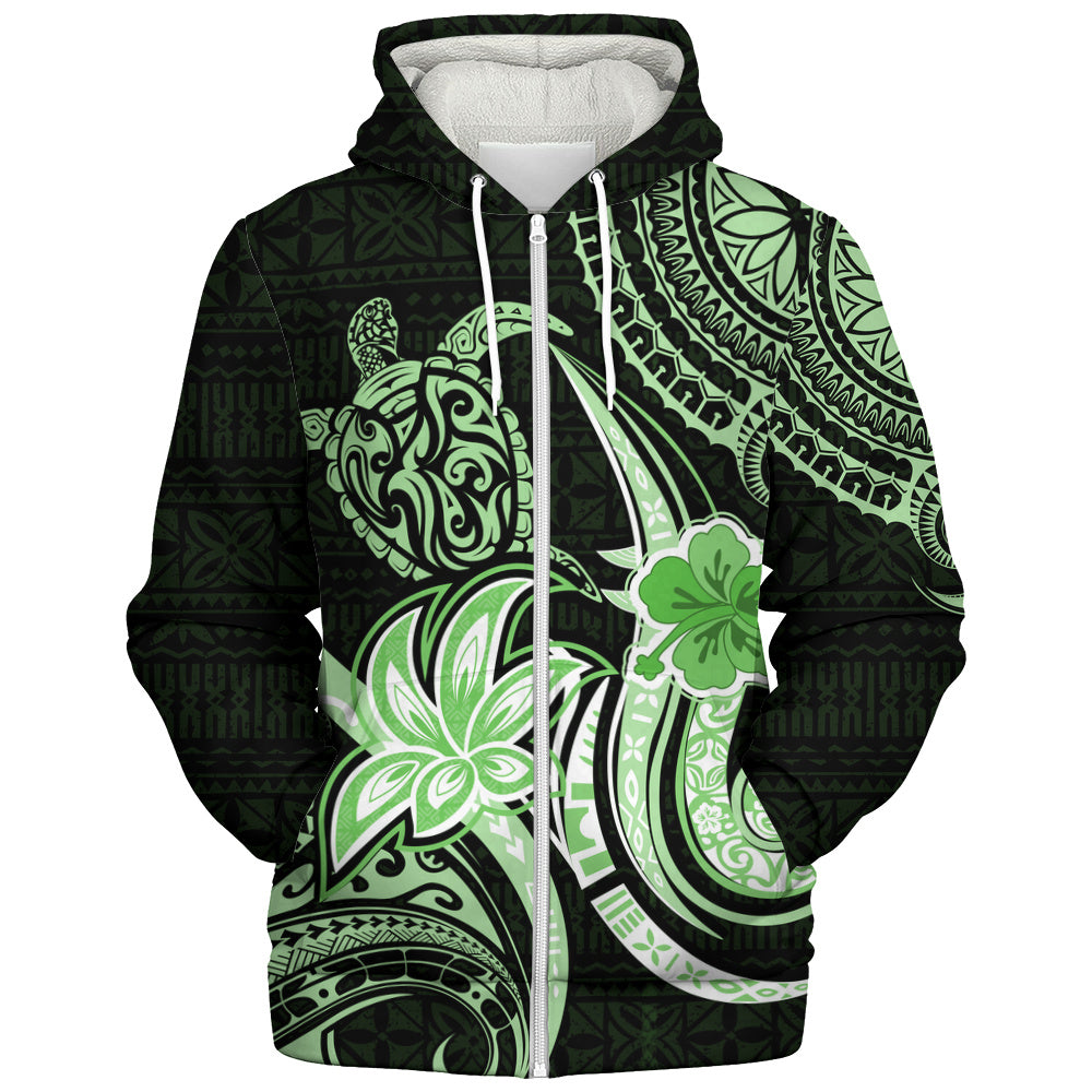 Hawaii Sherpa Hoodie Honu Turtle Hibiscus Tribal Legacy