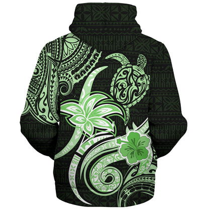 Hawaii Sherpa Hoodie Honu Turtle Hibiscus Tribal Legacy