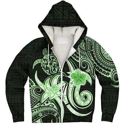 Hawaii Sherpa Hoodie Honu Turtle Hibiscus Tribal Legacy