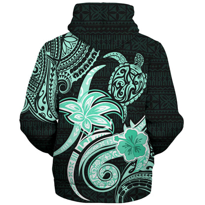 Hawaii Sherpa Hoodie Honu Turtle Hibiscus Tribal Legacy