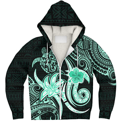 Hawaii Sherpa Hoodie Honu Turtle Hibiscus Tribal Legacy