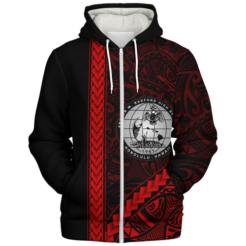Admiral Arthur W. Radford High School Sherpa Hoodie Tribal Polynesian Pride Style