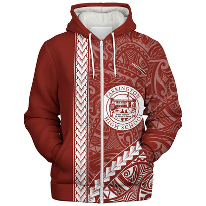 Farrington High School Sherpa Hoodie Tribal Polynesian Pride Style