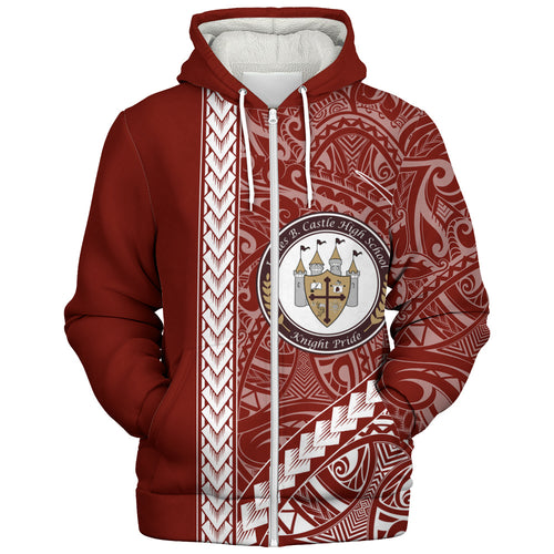 James B. Castle High School Sherpa Hoodie Tribal Polynesian Pride Style