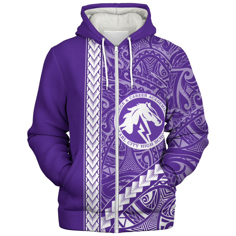 Pearl City High School (Hawaii) Sherpa Hoodie Tribal Polynesian Pride Style