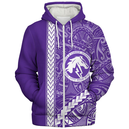Pearl City High School (Hawaii) Sherpa Hoodie Tribal Polynesian Pride Style