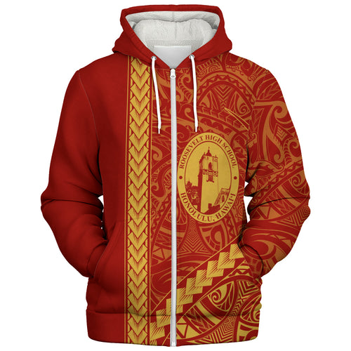 President Theodore Roosevelt High School Sherpa Hoodie Tribal Polynesian Pride Style