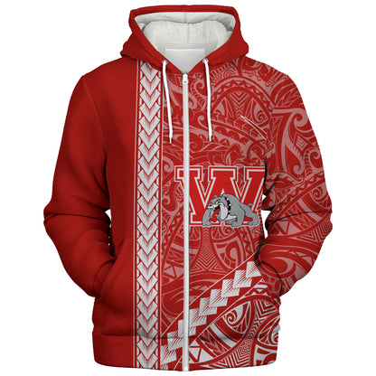 Waialua High and Intermediate School Sherpa Hoodie Tribal Polynesian Pride Style