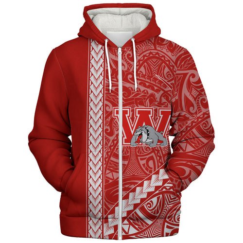 Waialua High and Intermediate School Sherpa Hoodie Tribal Polynesian Pride Style