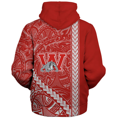 Waialua High and Intermediate School Sherpa Hoodie Tribal Polynesian Pride Style