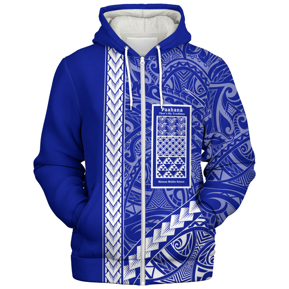 Waimea Middle Public Conversion Charter School Sherpa Hoodie Tribal Polynesian Pride Style