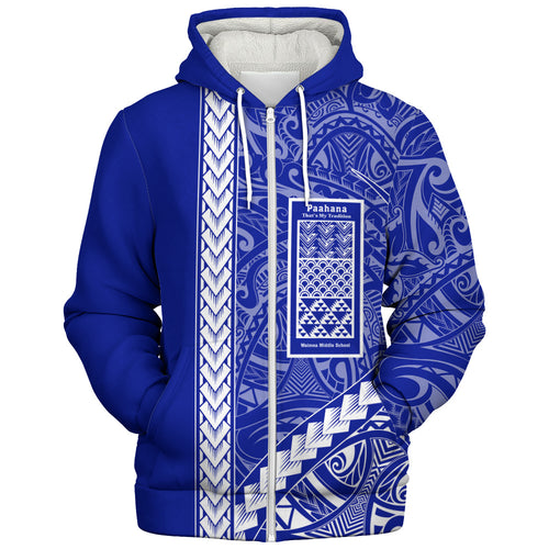 Waimea Middle Public Conversion Charter School Sherpa Hoodie Tribal Polynesian Pride Style
