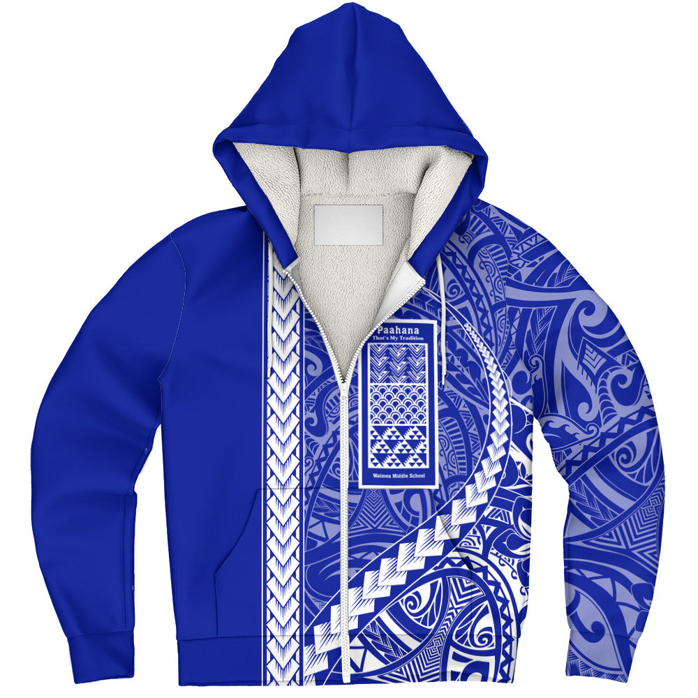 Waimea Middle Public Conversion Charter School Sherpa Hoodie Tribal Polynesian Pride Style