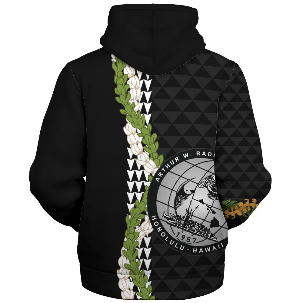 Admiral Arthur W. Radford High School Sherpa Hoodie Puakenikeni Maile Flower Lei