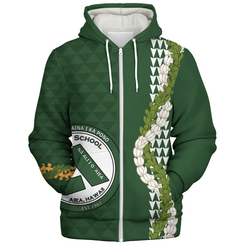 ʻAiea High School Sherpa Hoodie Puakenikeni Maile Flower Lei