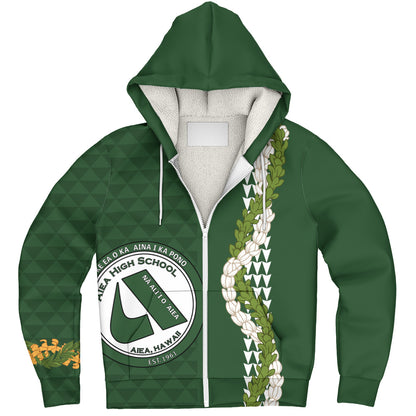 ʻAiea High School Sherpa Hoodie Puakenikeni Maile Flower Lei