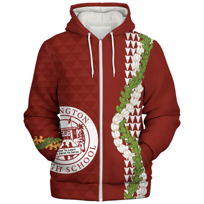 Farrington High School Sherpa Hoodie Puakenikeni Maile Flower Lei
