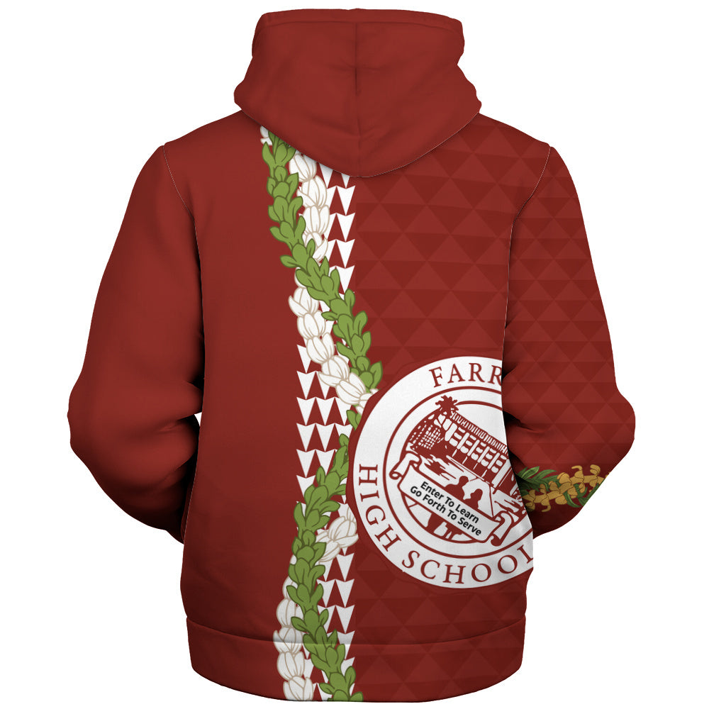 Farrington High School Sherpa Hoodie Puakenikeni Maile Flower Lei