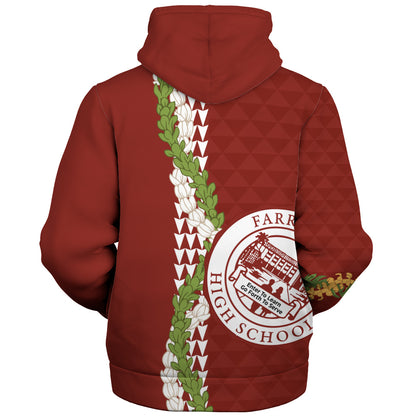 Farrington High School Sherpa Hoodie Puakenikeni Maile Flower Lei
