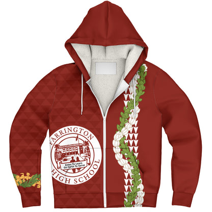 Farrington High School Sherpa Hoodie Puakenikeni Maile Flower Lei