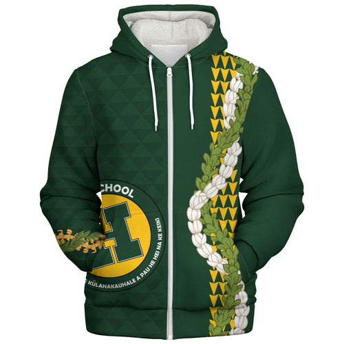 Hana High and Elementary School Sherpa Hoodie Puakenikeni Maile Flower Lei