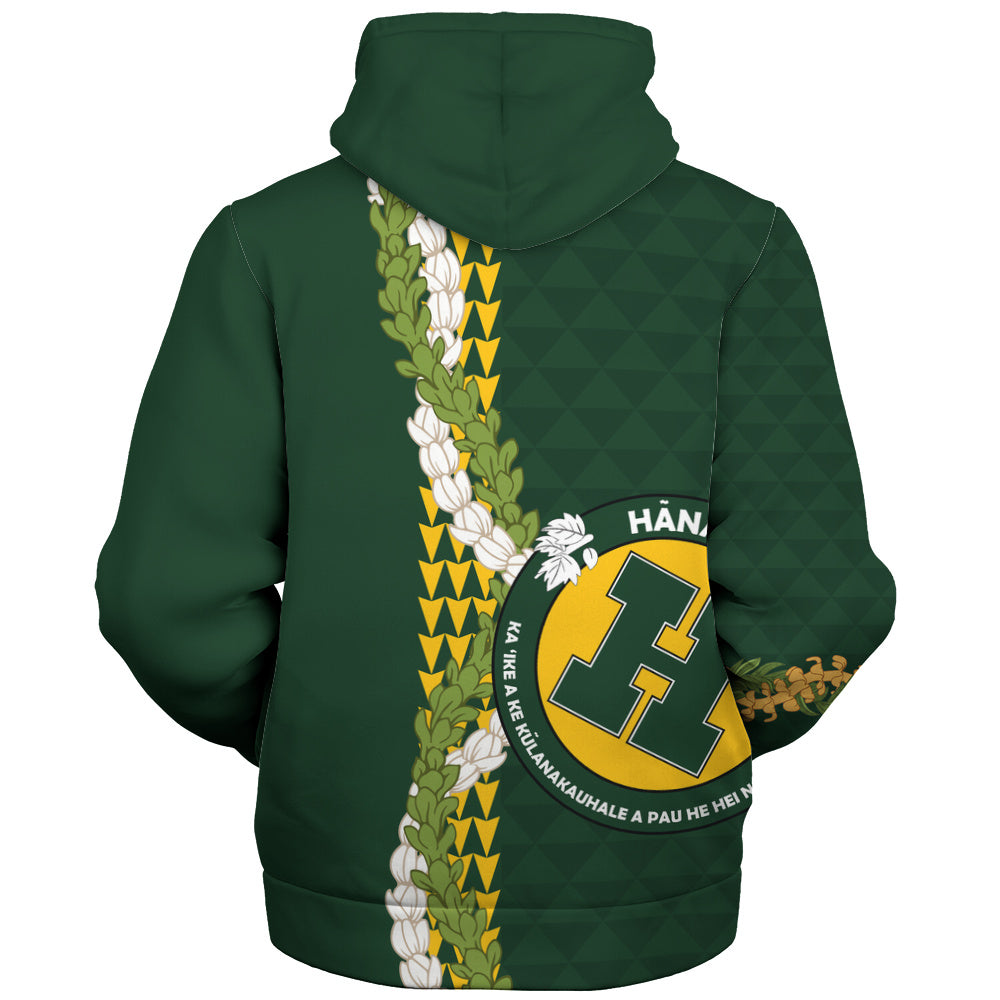 Hana High and Elementary School Sherpa Hoodie Puakenikeni Maile Flower Lei